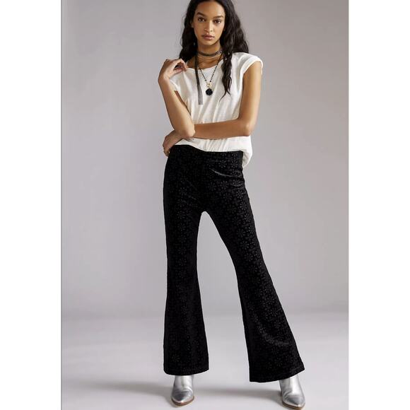 NWT Anthropologie Velvet Flare Knit Pants - Large - Picture 1 of 10